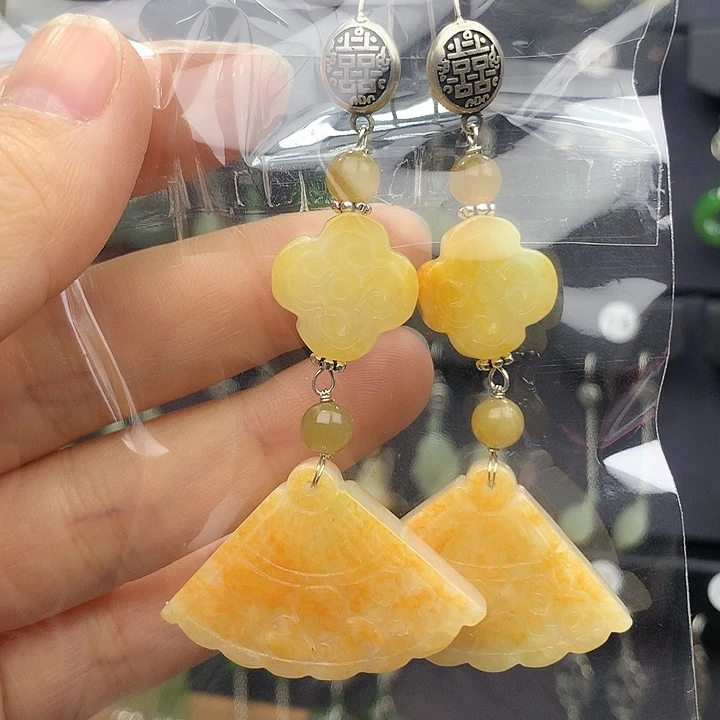 翡翠耳饰银S925镶嵌?****࿐55566