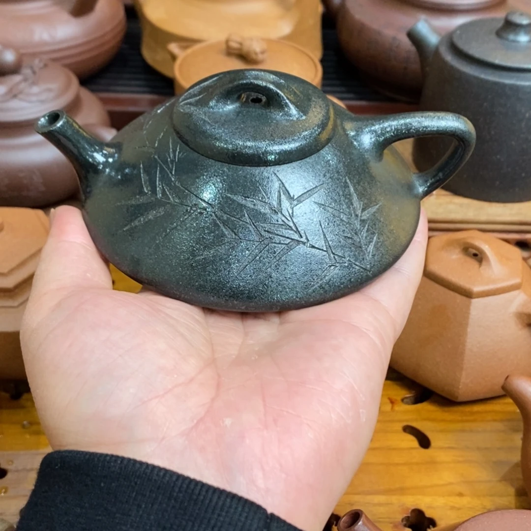 紫砂茶壶紫砂壶老墨绿哥合瓢