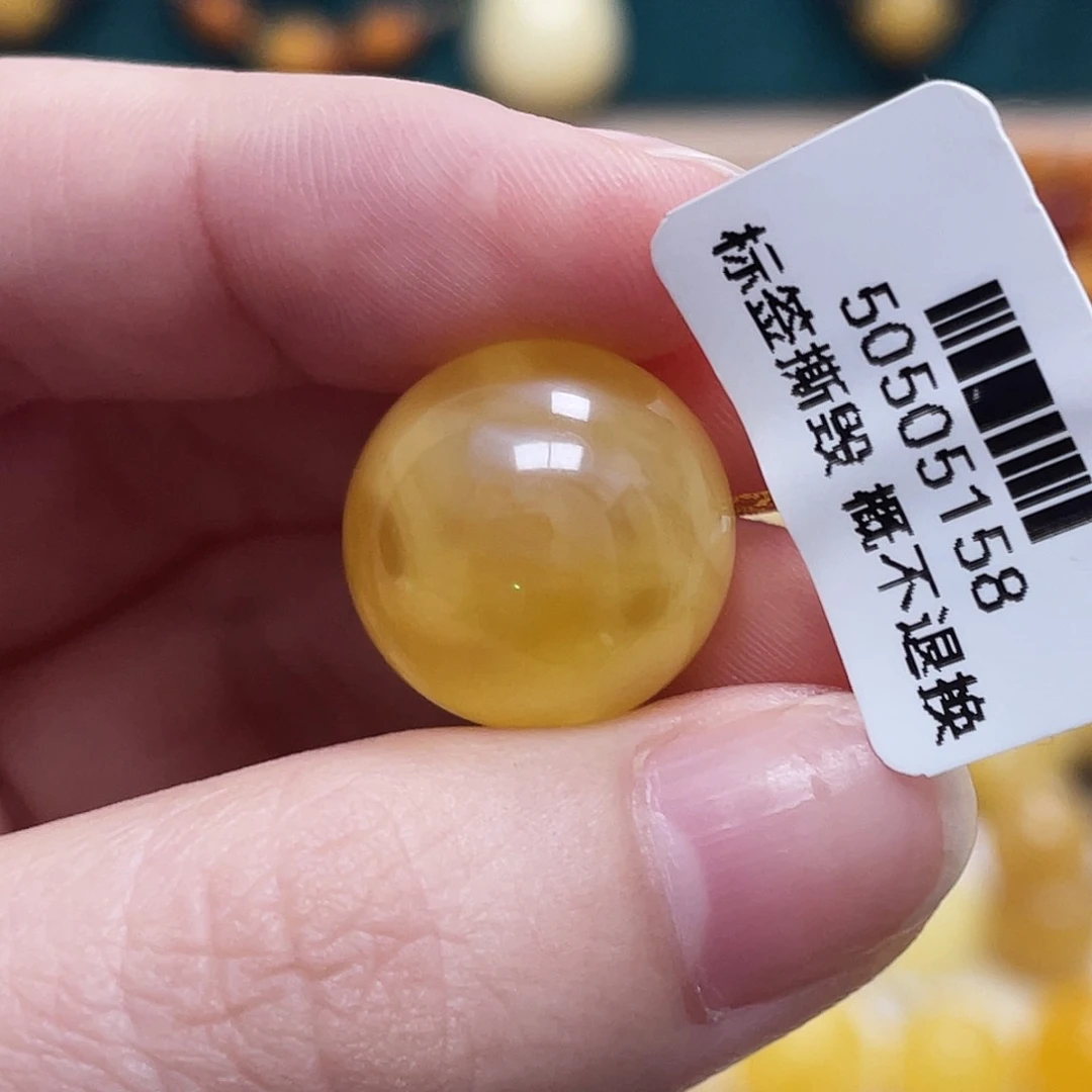 蜜蜡未镶嵌珠宝奇石博*16.4mm妖花圆珠