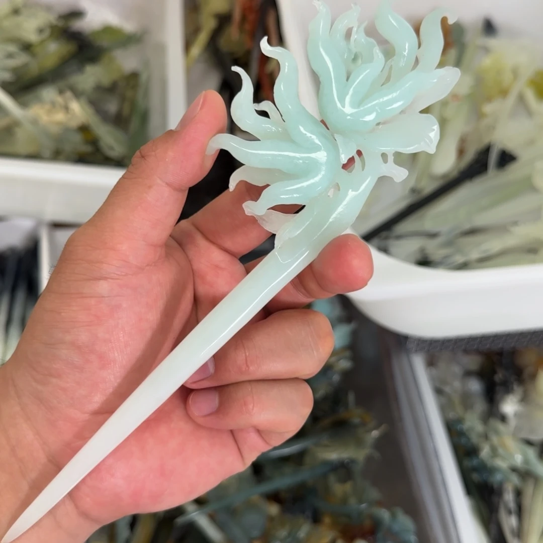 岫玉未镶嵌发饰明君玉簪就是好看