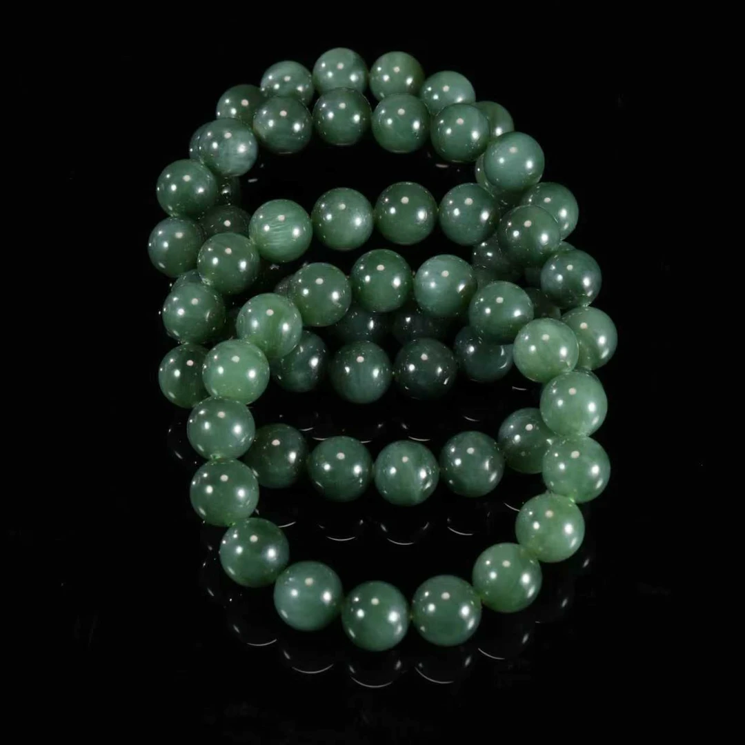 天然和田玉(碧玉)手链-多样性发一珠径11.5-12mm-HTY798-不退不换