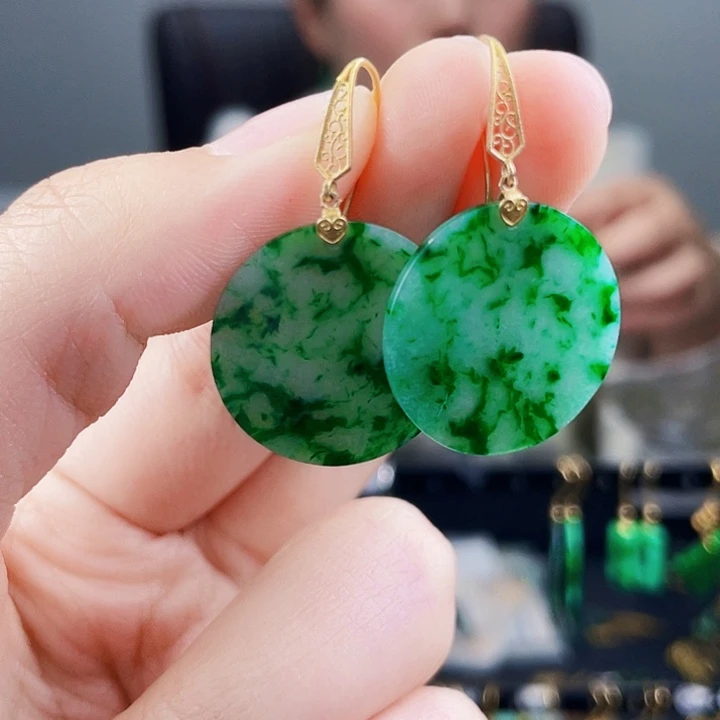 翡翠耳饰18K金镶嵌饰品