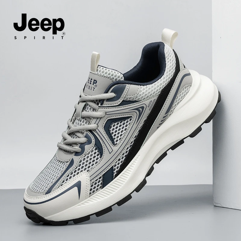 JEEPSPIRIT吉普鞋子男款2025秋季新款男鞋休闲透气网面鞋百搭潮鞋
