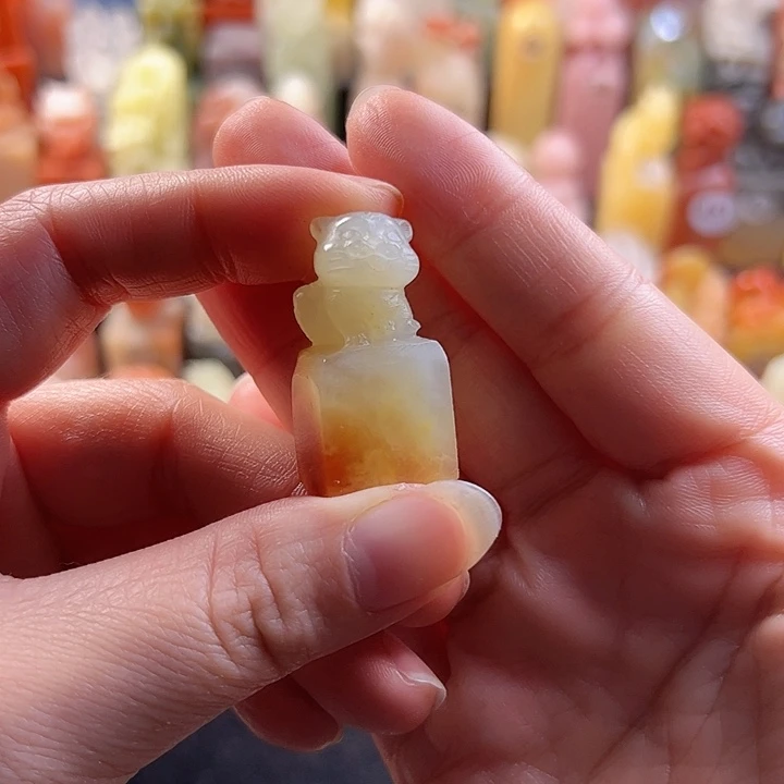 老挝石印石手工定制1.5厘米，老虎