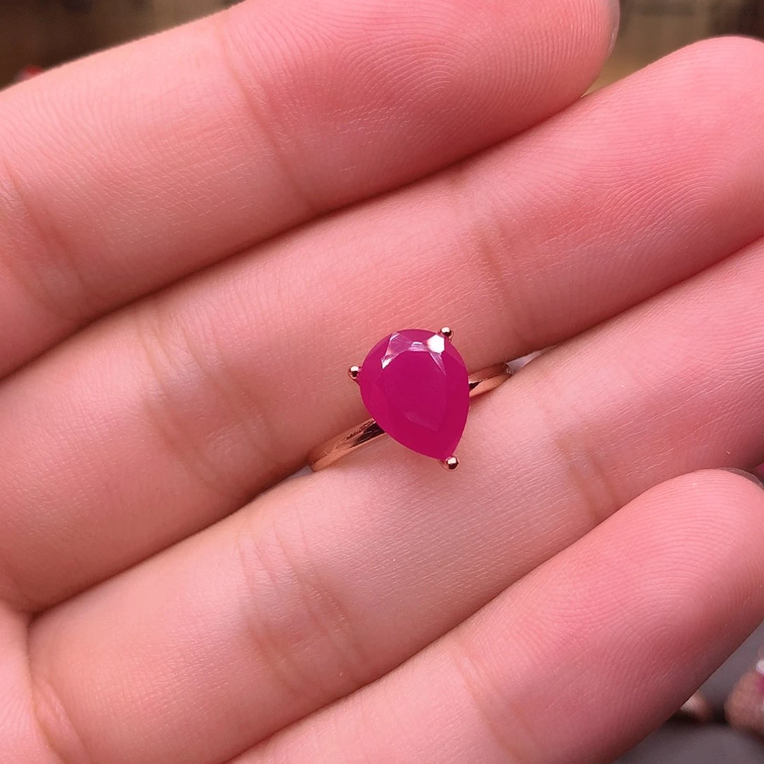 红宝石戒指银S925镶嵌