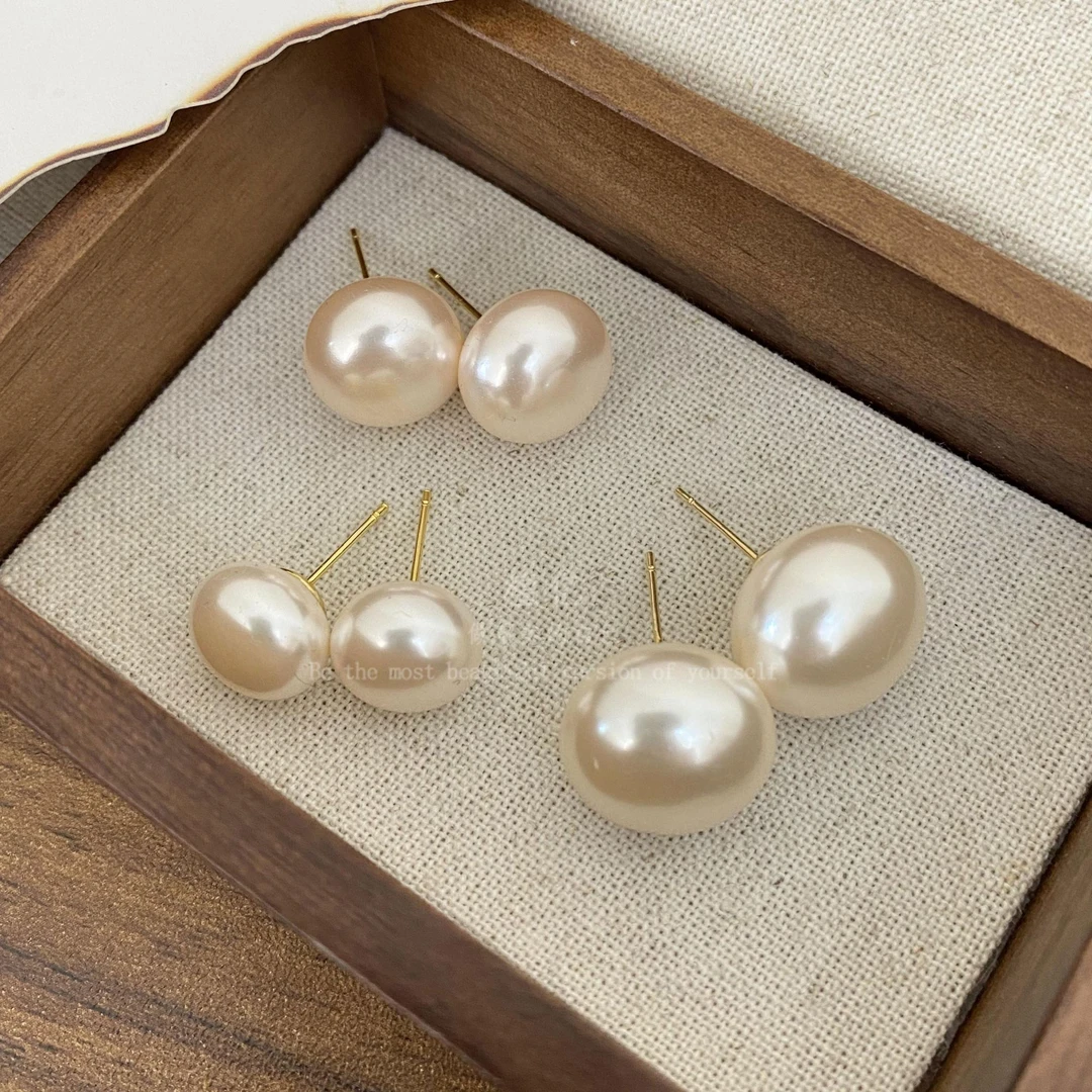 铜合金耳饰 简约珠珠甜美通勤时尚清新小香风轻奢个性耳钉