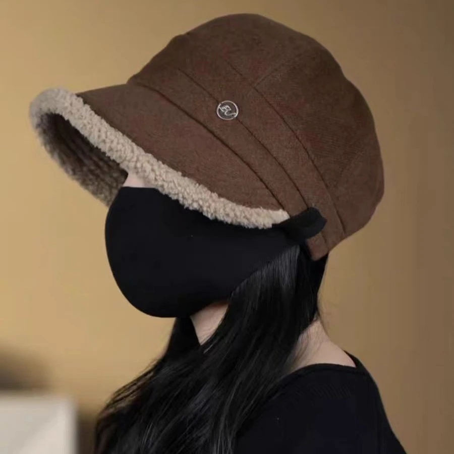 时尚保暖毛呢女款韩版盆帽冬季网红复古休闲冬天百搭帽子帽子百搭