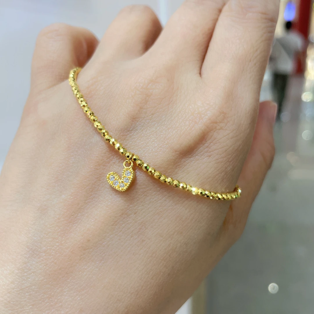 【不支持无理由退】5G足金999蹦迪珠爱心手链