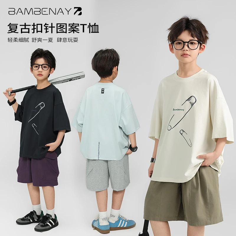 现货 班贝纳【复古设计短袖】男童舒适休闲T恤半袖夏款中大童G5955