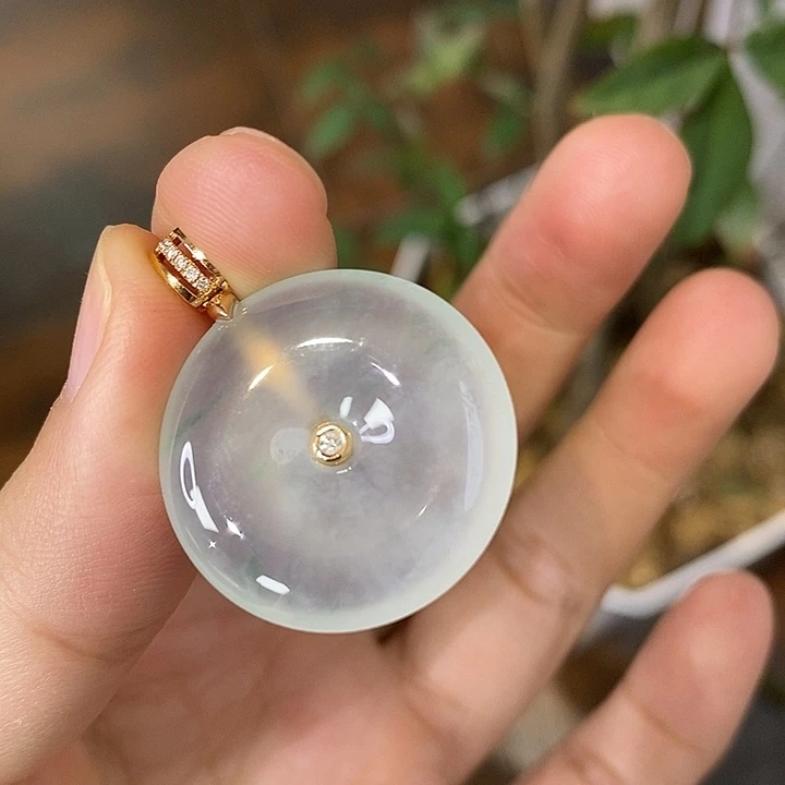 翡翠18K金镶嵌吊坠(不含链)