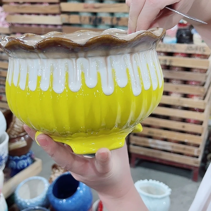 有孔，凑10元包邮陶瓷花盆发货！