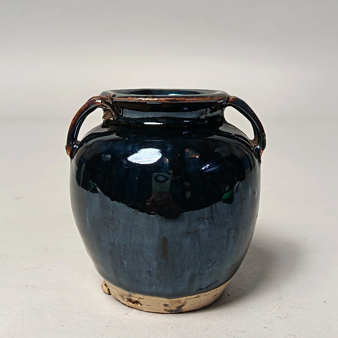 【010022791】明代 黑釉双系罐