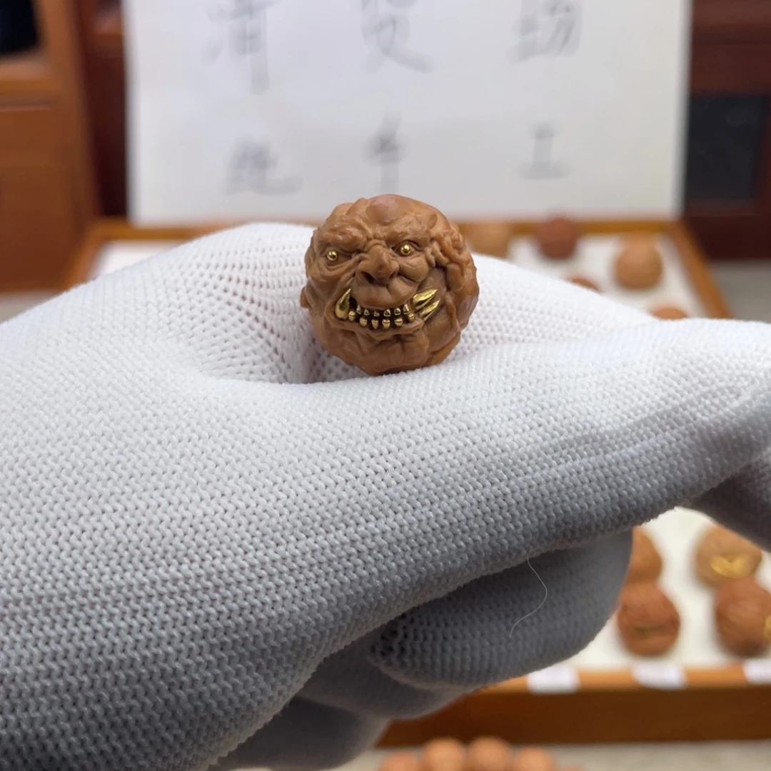 文玩核桃吊坠-****?猴头核桃雕刻