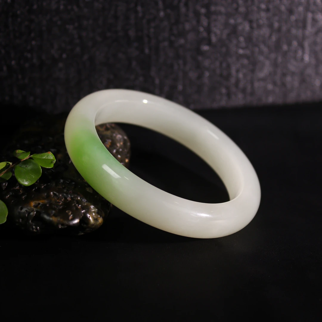 天然和田玉翠青套装女款时尚58.8圈口