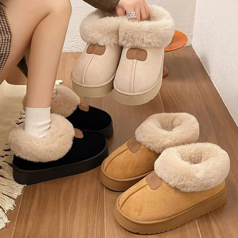 厚底冬季棉鞋女外穿2025卡通舒适保暖加绒加厚包跟棉拖鞋女A880