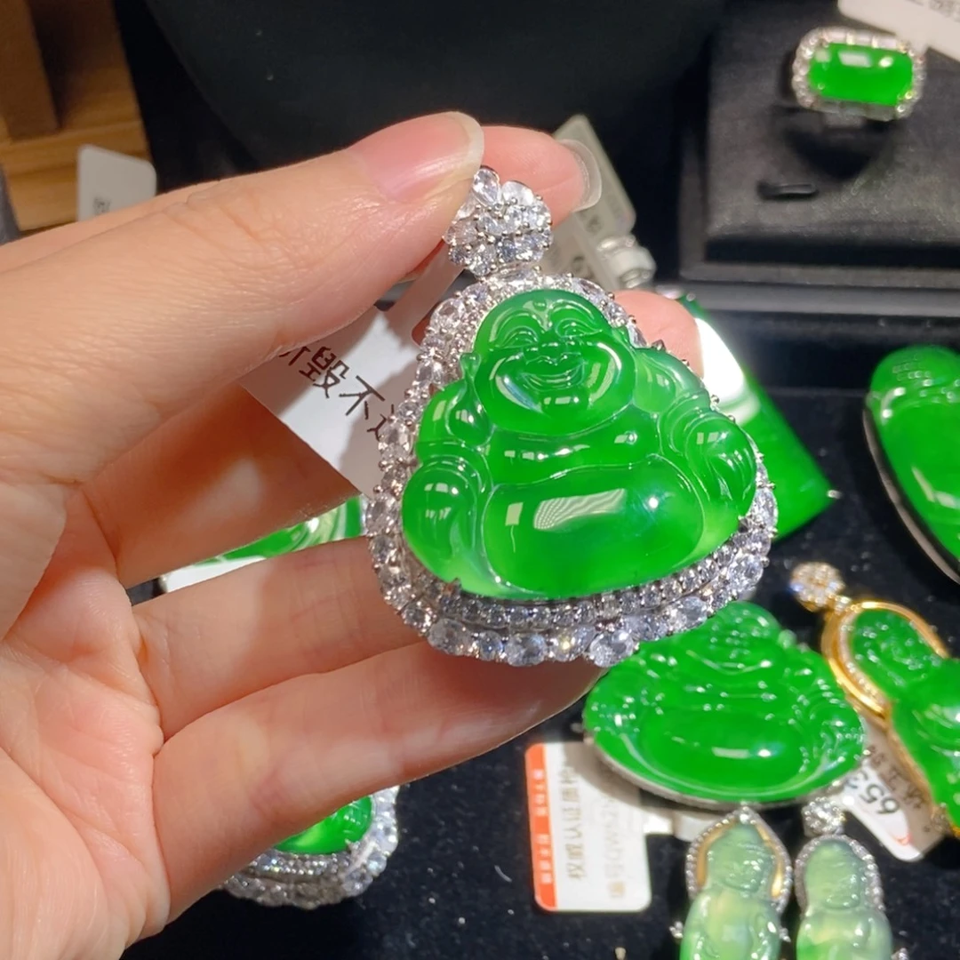 翡翠银S925镶嵌吊坠(不含链)