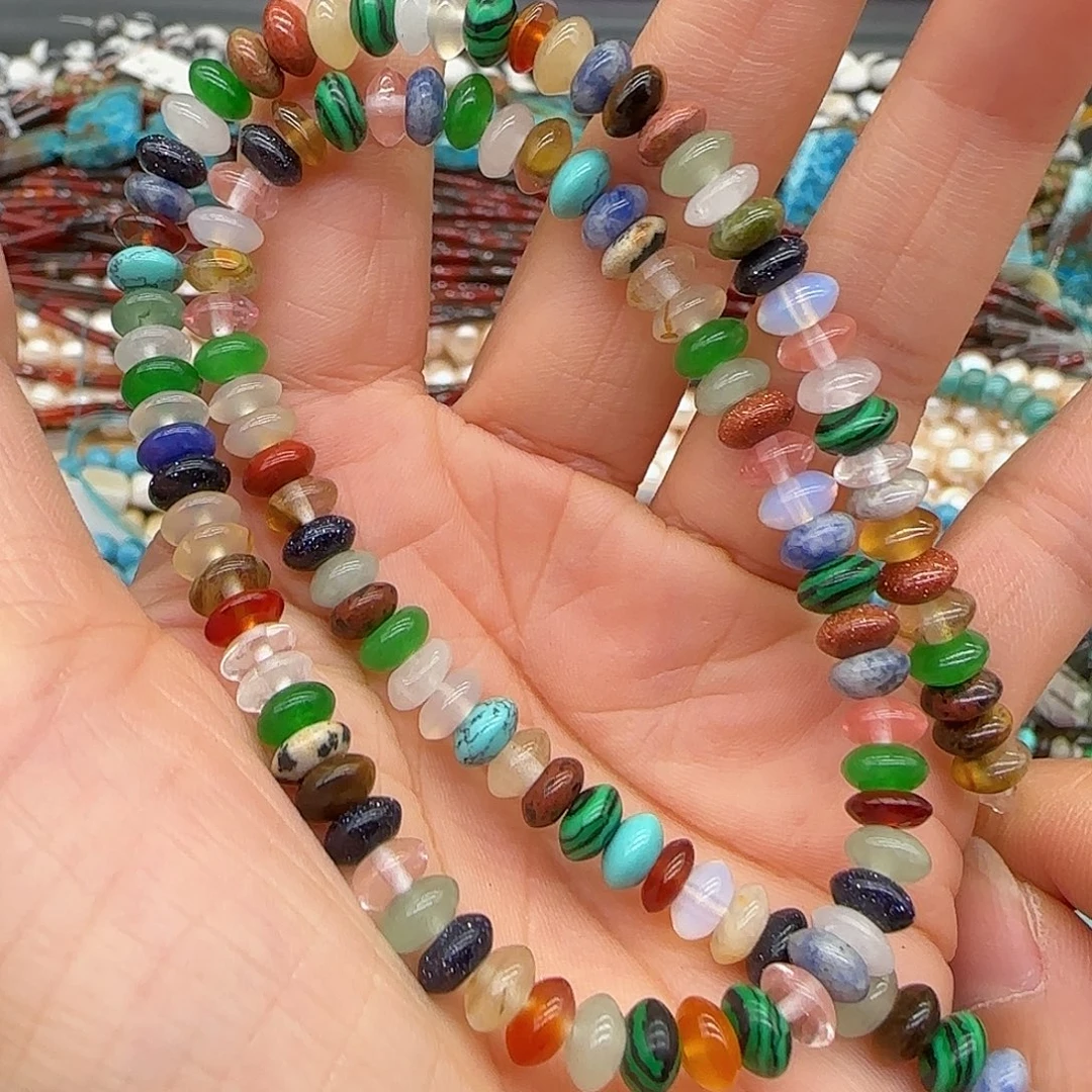 玛瑙/玉髓合金珠宝半成品多宝飞碟6mm一条