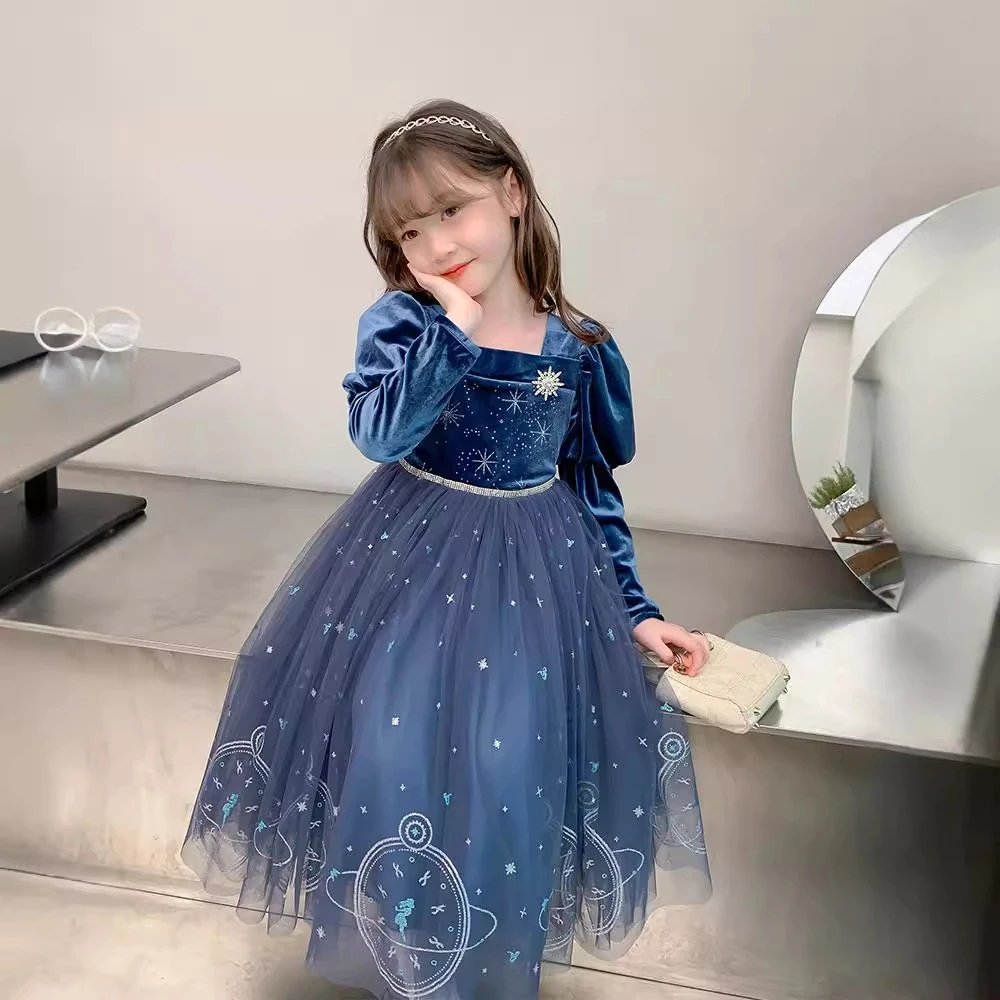 2025新款爱莎春秋季童装裙子可爱女孩子公主裙礼服女童连衣裙