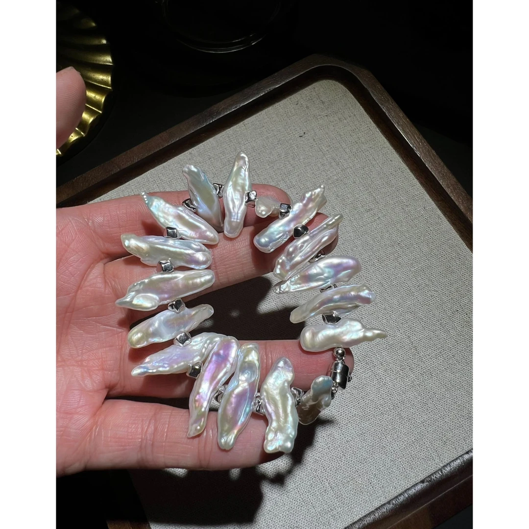 JUNMU高品质淡水巴洛克珍珠手链设计小众个性手串多样性发货发一