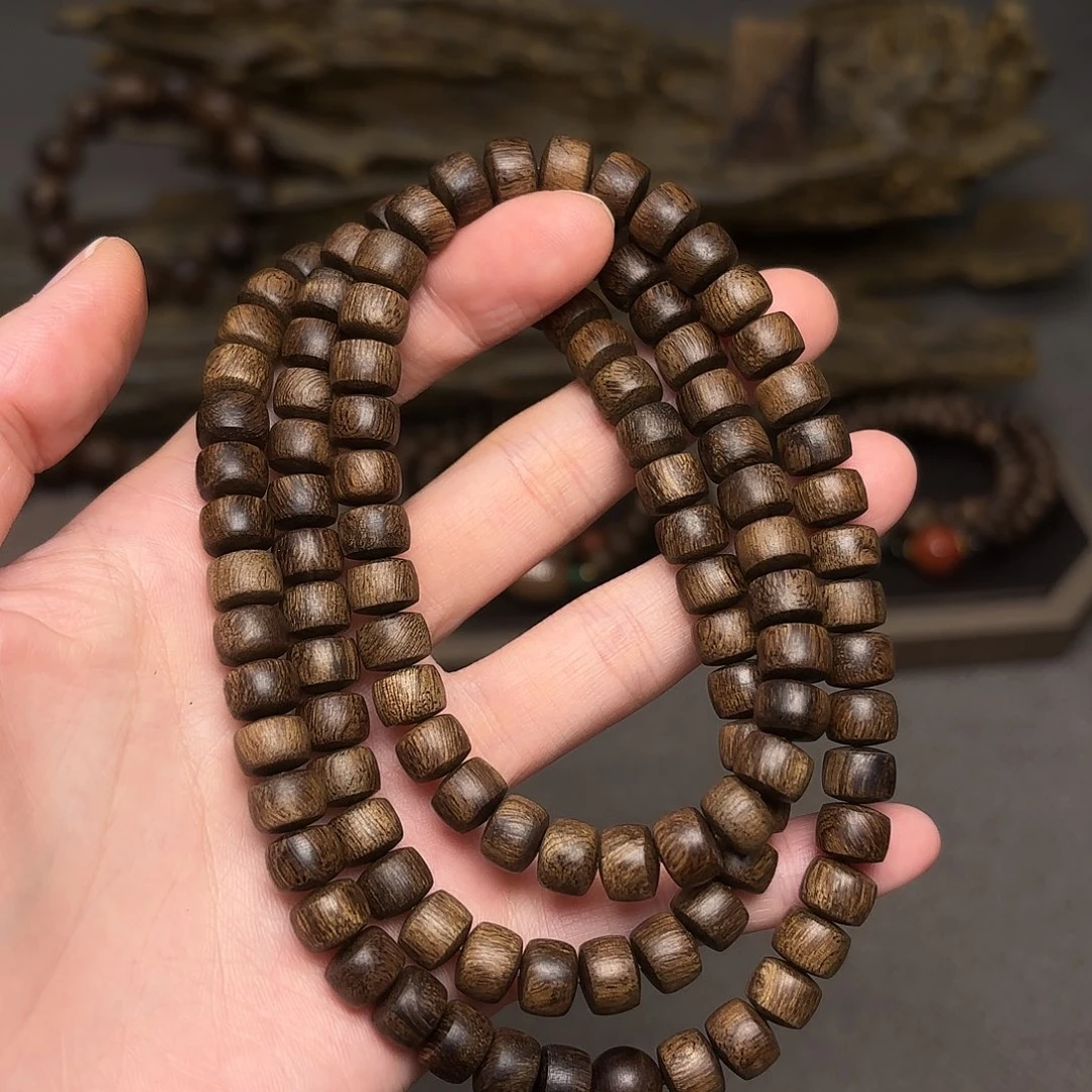 沉香手串越南富森红土玉化瘤疤0.6×0.8×108