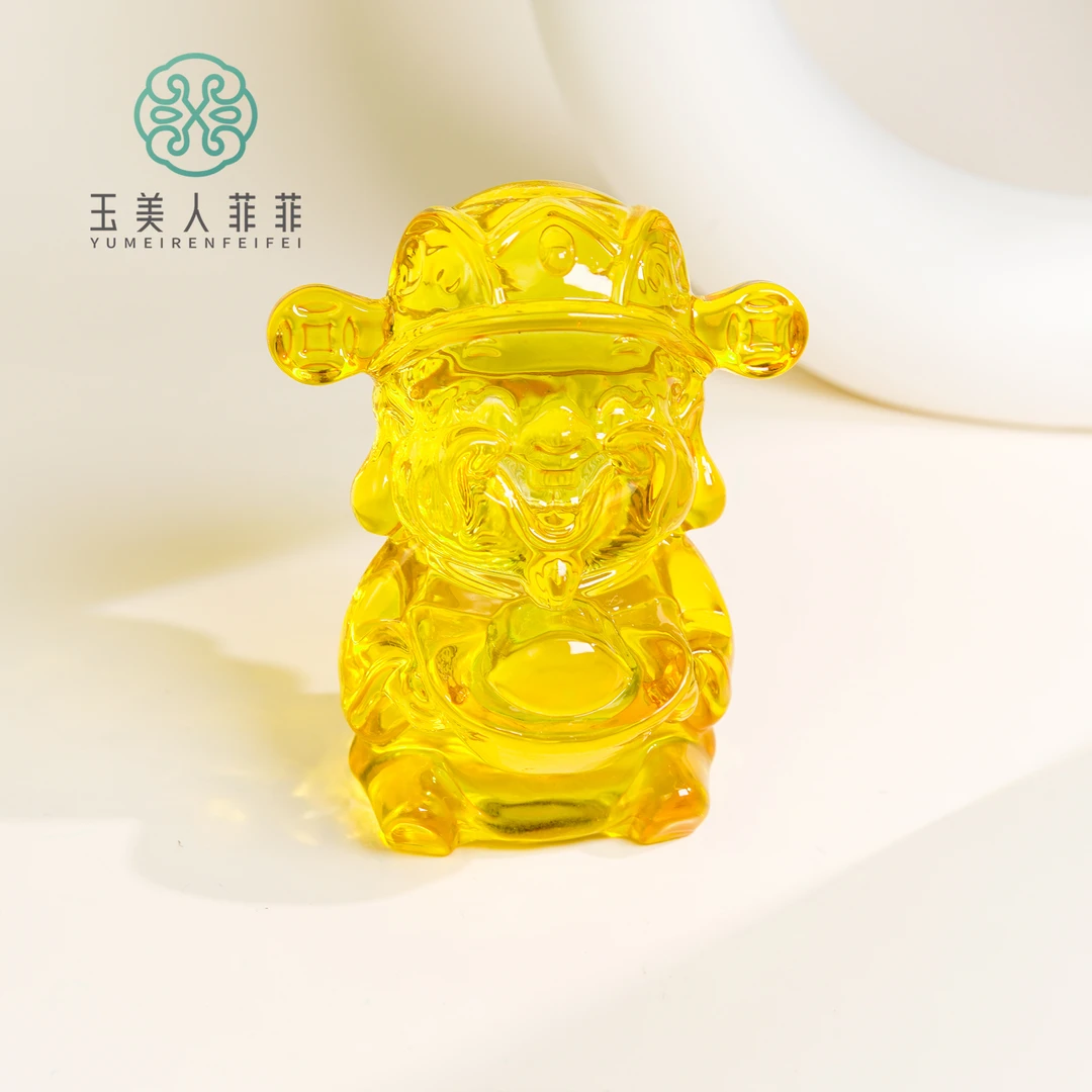 石惑珠宝.琉璃黄财神摆件