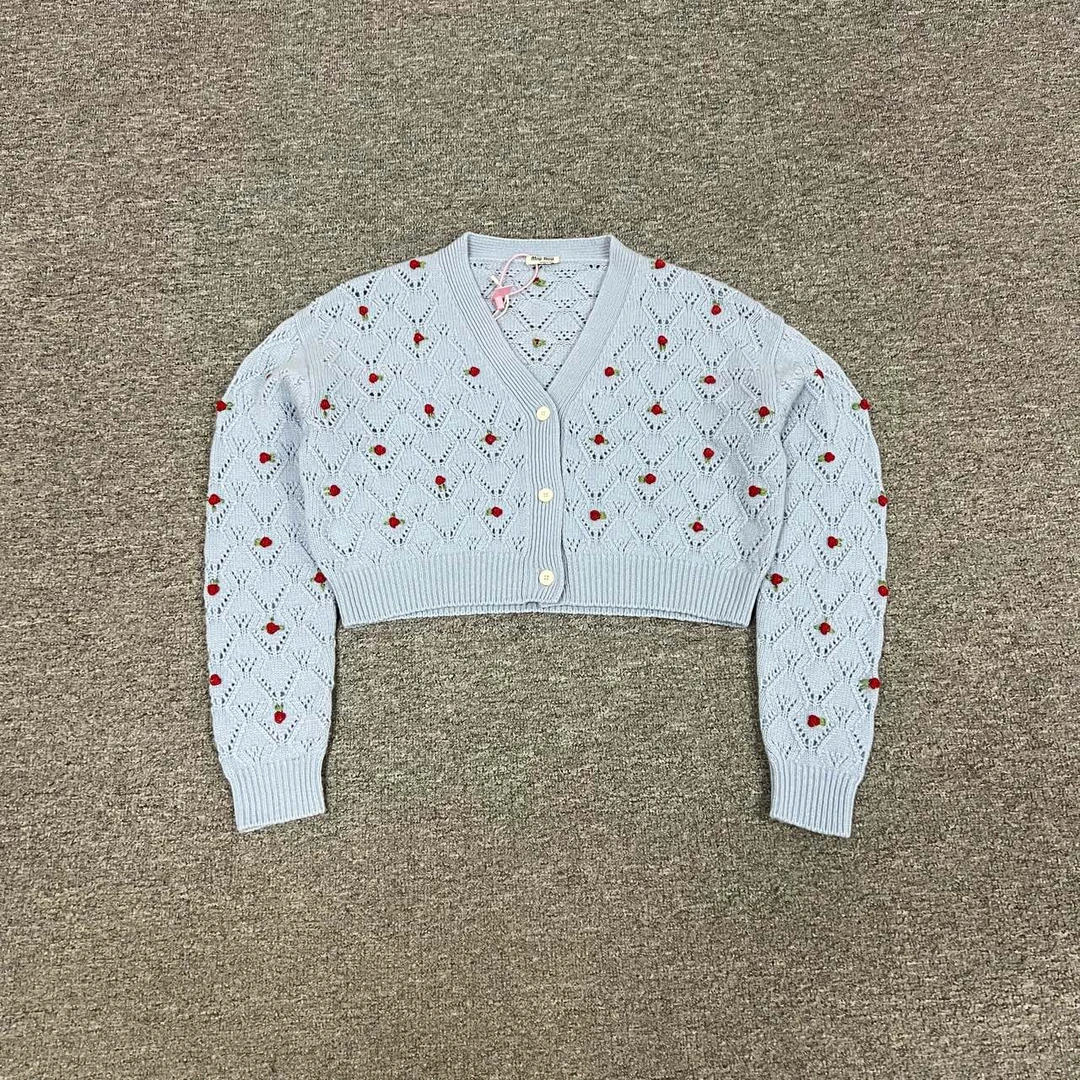 99新 MIU MIU/缪缪 miumiu 花卉针织开衫