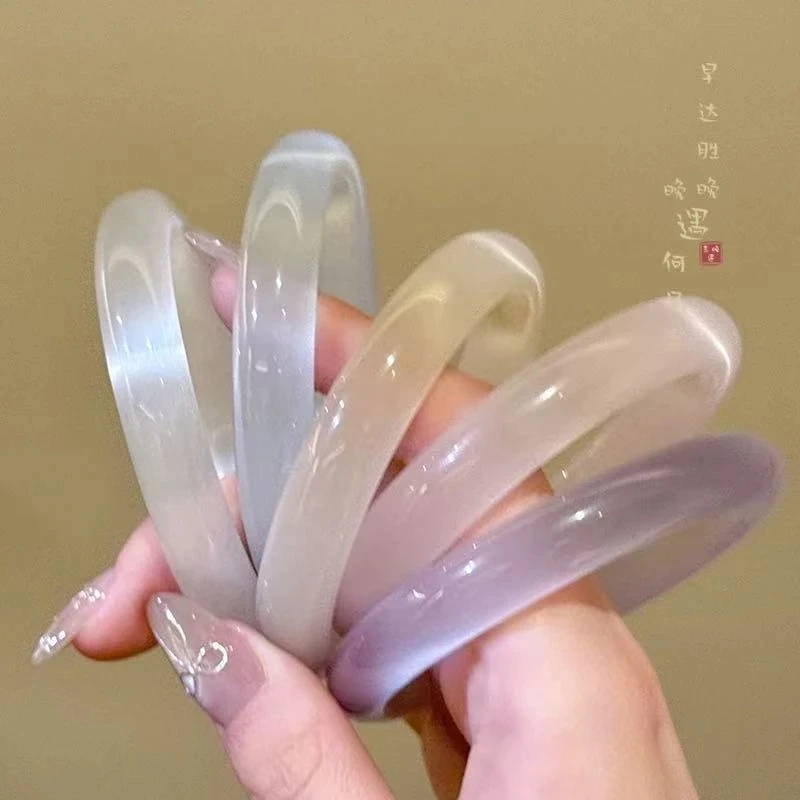 非金属玻璃手镯 猫眼石天然高透氛围感气质香槟金带礼盒白月光