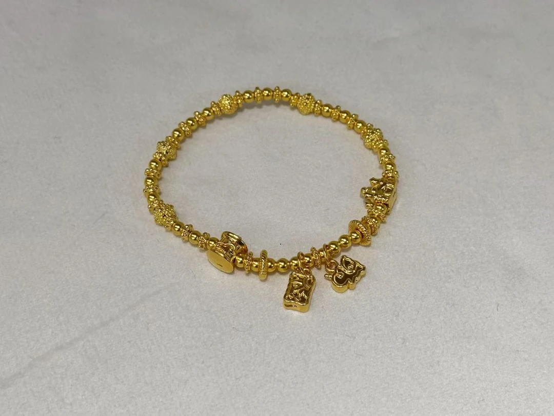 足金999  足金城堡搭配隔珠手串 精致百搭