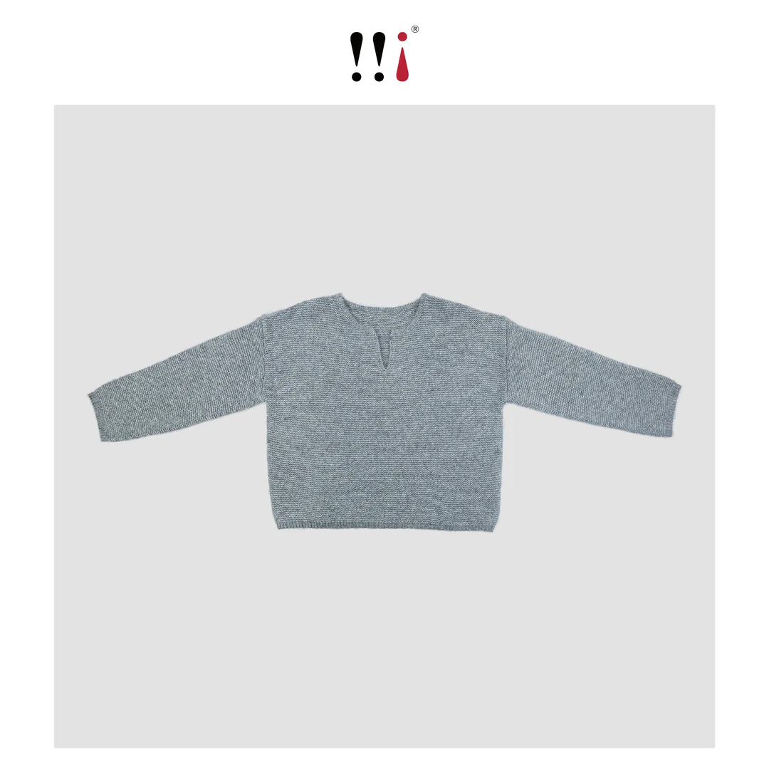 【心心家】圆领V领短款休闲灰色长袖针织打底衫气质m1230