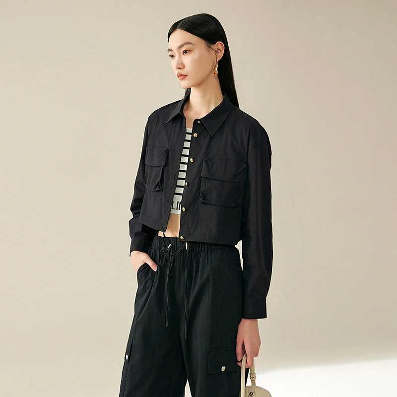 【小余专属】MOFAN摩凡秋新款黑色短外套MBW454108