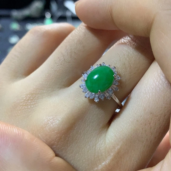 翡翠银S925镶嵌戒指
