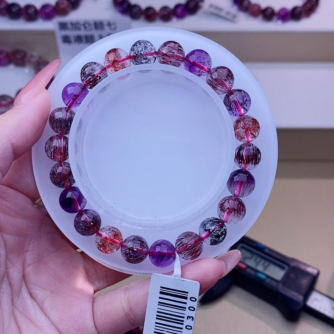 未镶嵌手链水晶黑加仑超七8m+