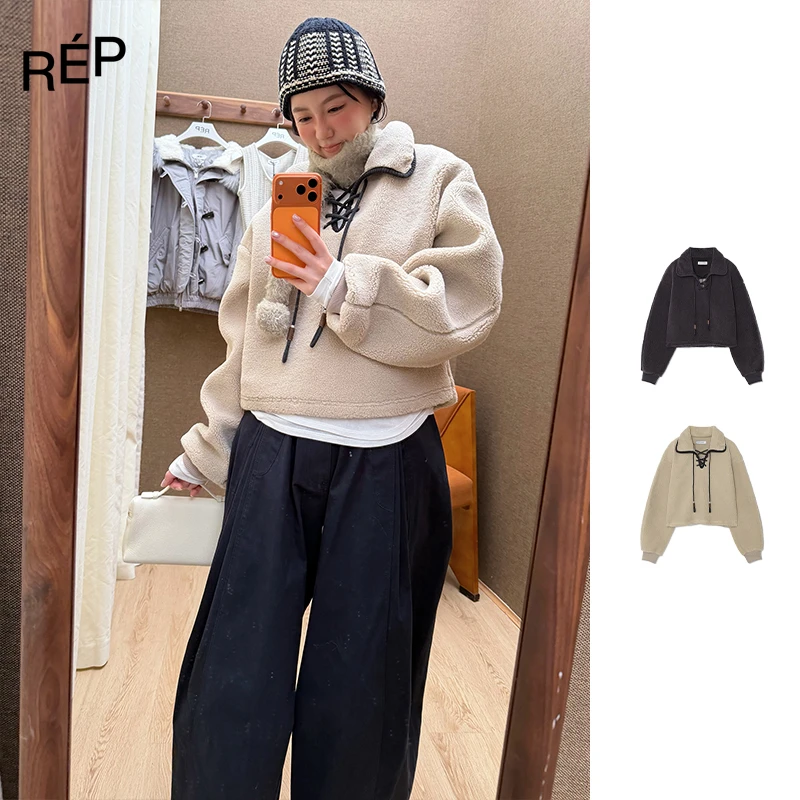 【5折】REP-LOW CLASSIC品牌深紫/浅褐色系带上衣（特价NO退换）