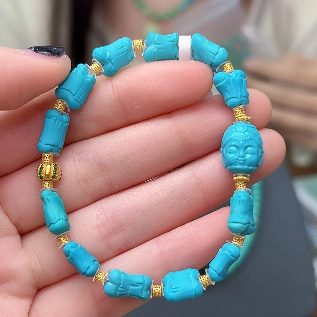 绿松石珠宝奇石18K金镶嵌