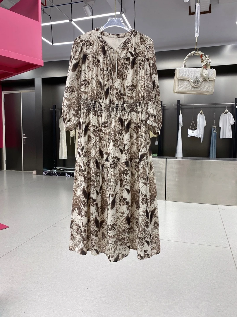 【小杨总专属】碎花大摆裙长袖植物花卉连衣裙（2432L5537）