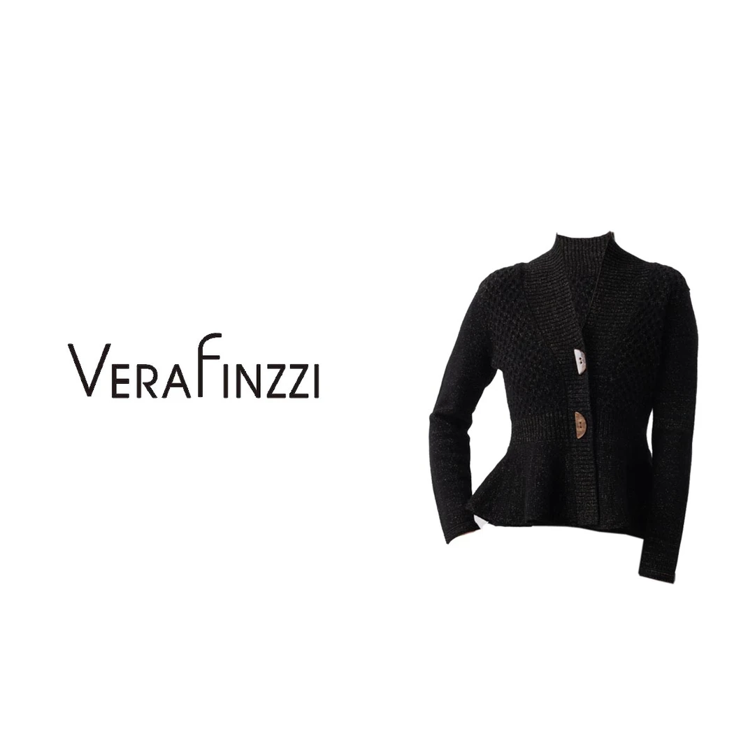 法式青果领收腰羊毛开衫 VF24WO003 气质长袖针织轻奢时尚黑色