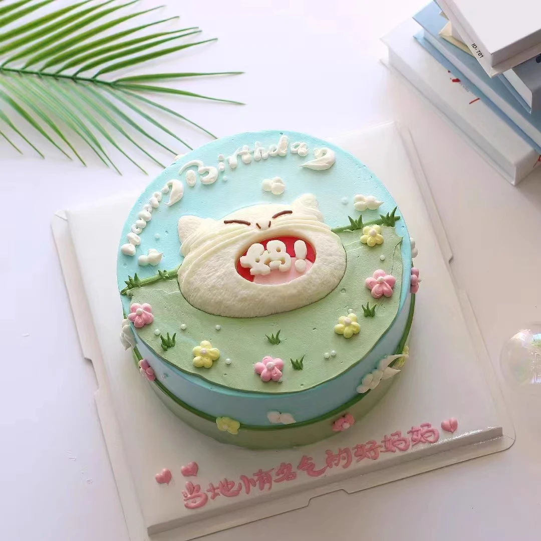 网红妈宝猫蛋糕装饰巧克力摆件妈妈生日母亲节小红书同款烘焙配件