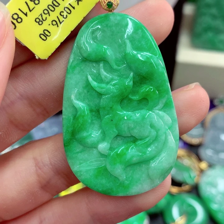 吊坠(不含链)18K金镶嵌翡翠