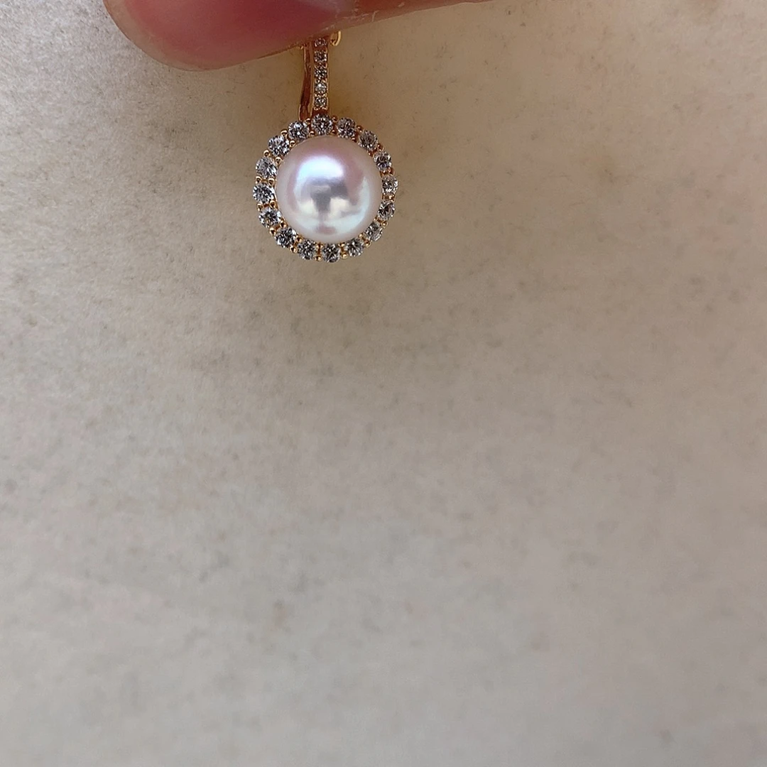 海水珍珠8.5-9mm ak万能扣银S925镶嵌
