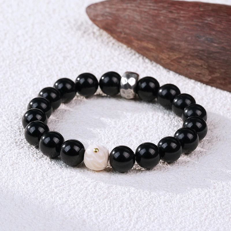 【无畏·男版】黑曜石手串银999（天然珠宝多样性发其一）