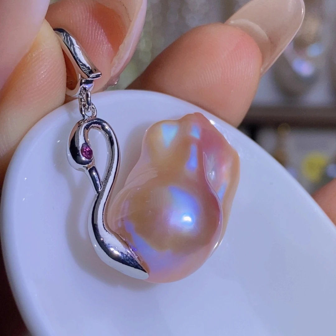 银S925镶嵌天然淡水珍珠淡水珍珠