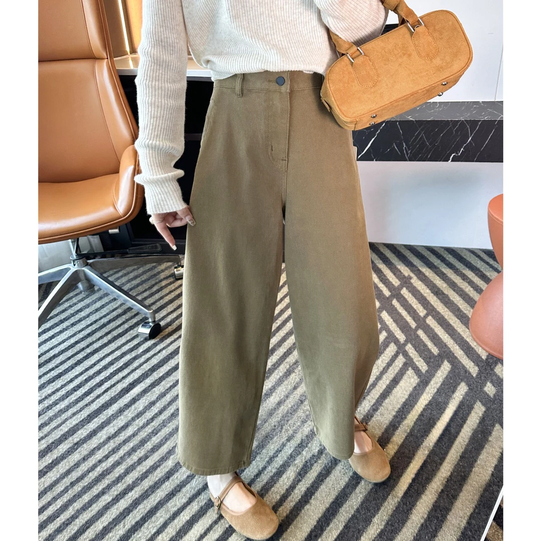 梨形必入~立裁显瘦九分奶奶裤女秋新款小个子百搭高腰阔腿牛仔裤