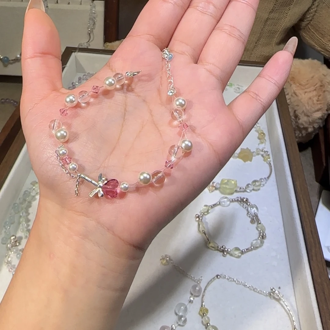 银S925镶嵌手链烟晶仙女棒