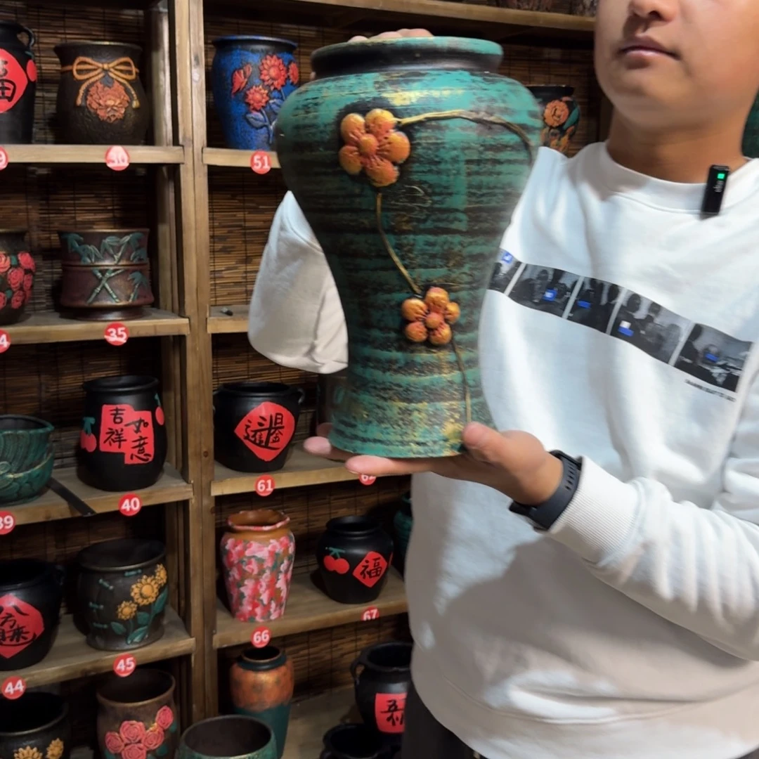 带孔高端浮雕花盆高度口径28-14