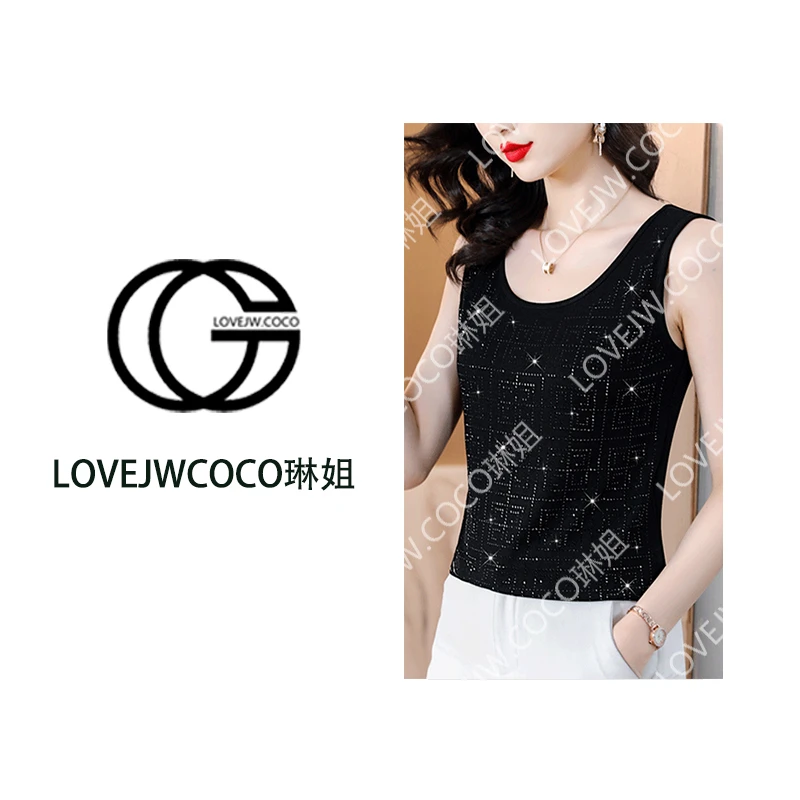 【LOVEJWCOCO】夏无袖吊带背心女内搭小衫西装打底外穿洋气烫钻9283