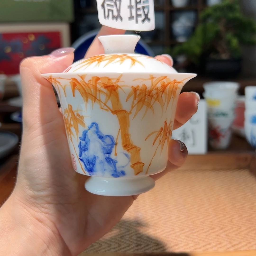 【闪购商品】微瑕 手绘 盖碗