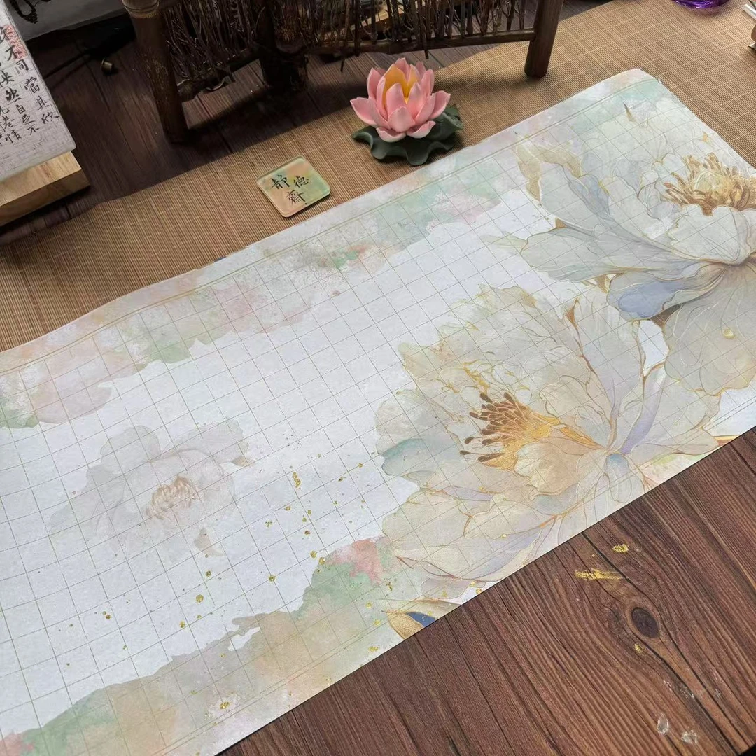 静德斋超级新品微喷蜡染【国色天香长卷】小楷行草书半生熟作品宣纸