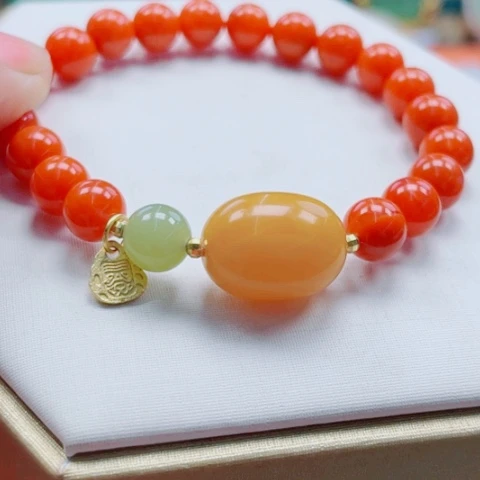 南红玛瑙手链银S925镶嵌多样性发货一件