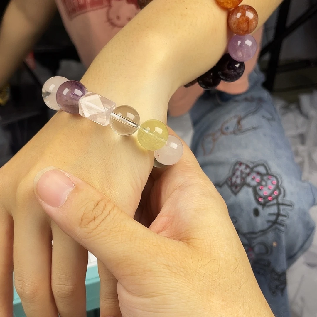 水晶手串银S925镀金镶嵌