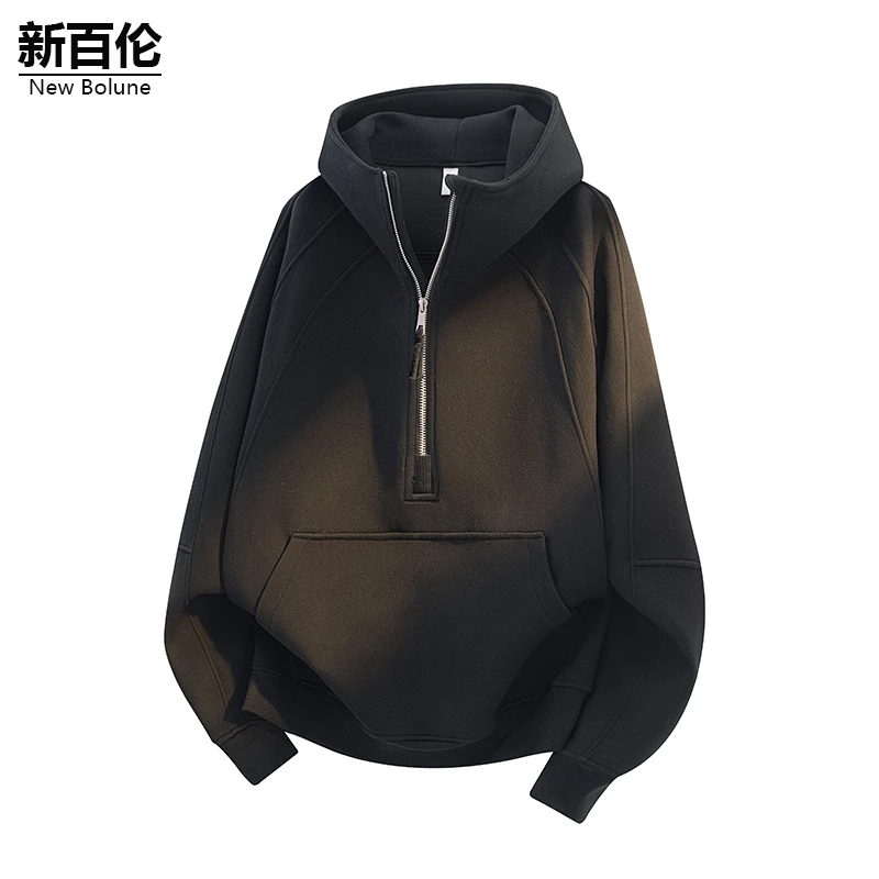新百伦/NEW BOLUNE高领卫衣男连帽痞帅宽松套头长袖运动秋季上衣